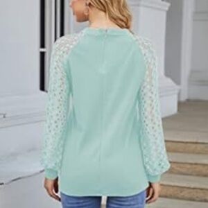 Miholl Waffle Thermal Women 2X Large Mint Lace Long Sleeves Back Zipper New